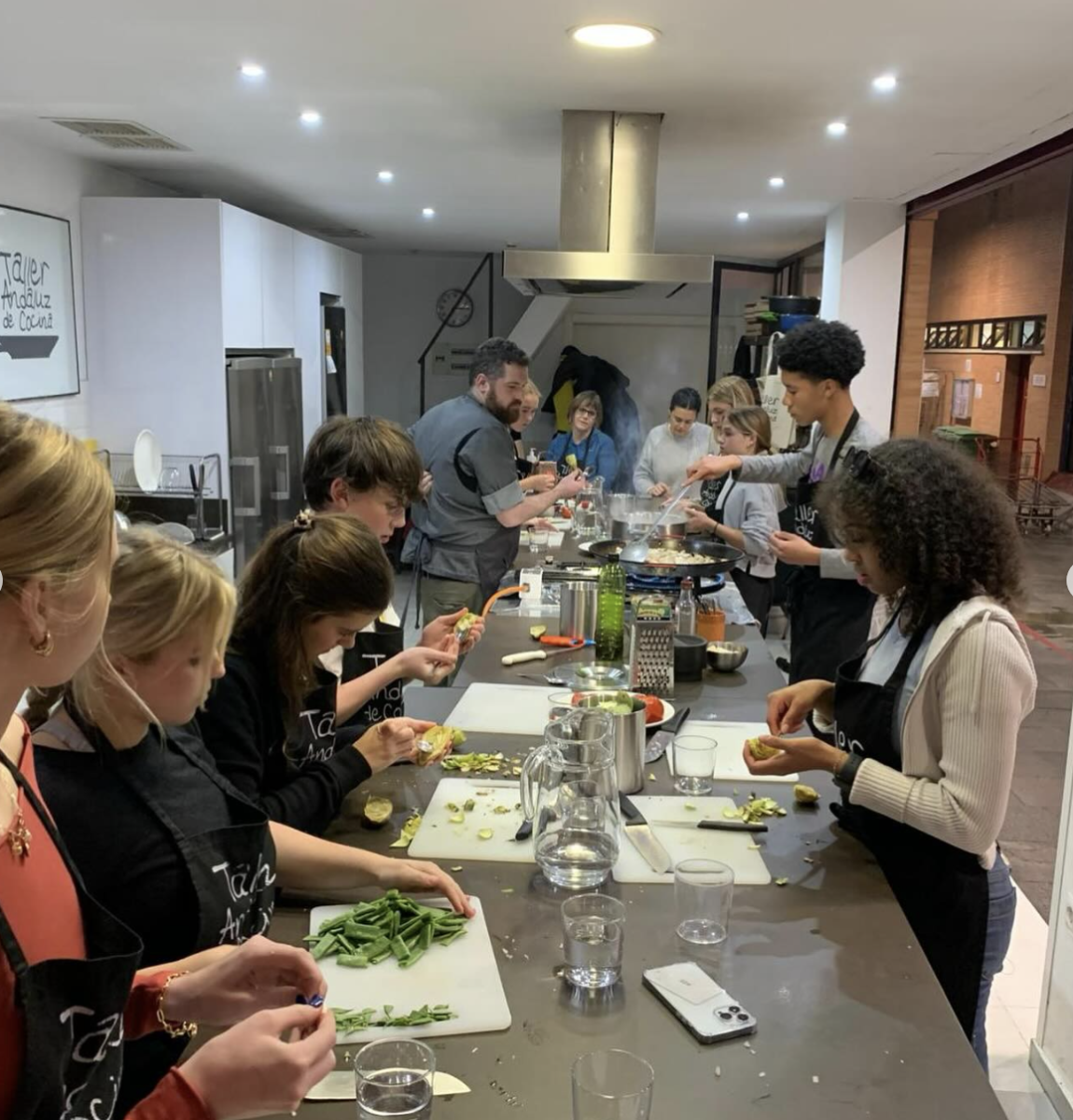 Students took a cooking class and tried authentic Spanish food.